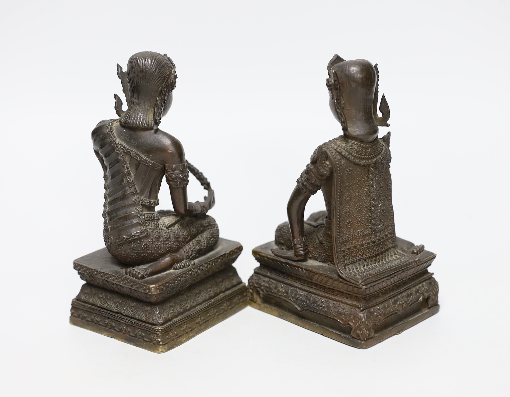 Two Thai kneeling figural bronzes, 14cm